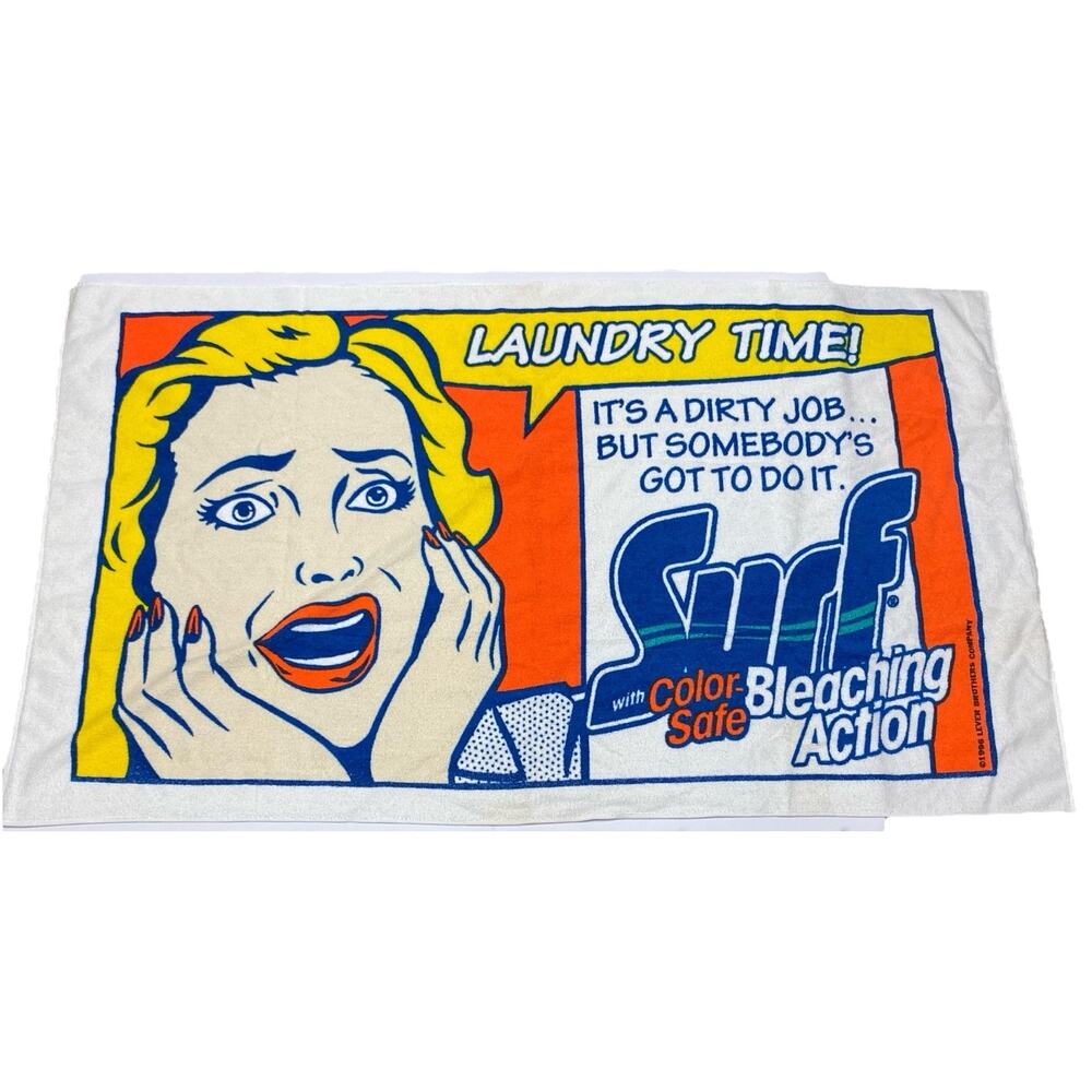 Vintage 1996 Surf Laundry Detergent Beach Towel 5’x6’